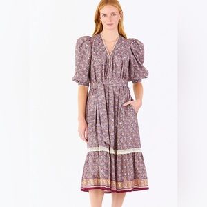 Hunter Bell Bowen Dress sz Large NWT floral purple paisley